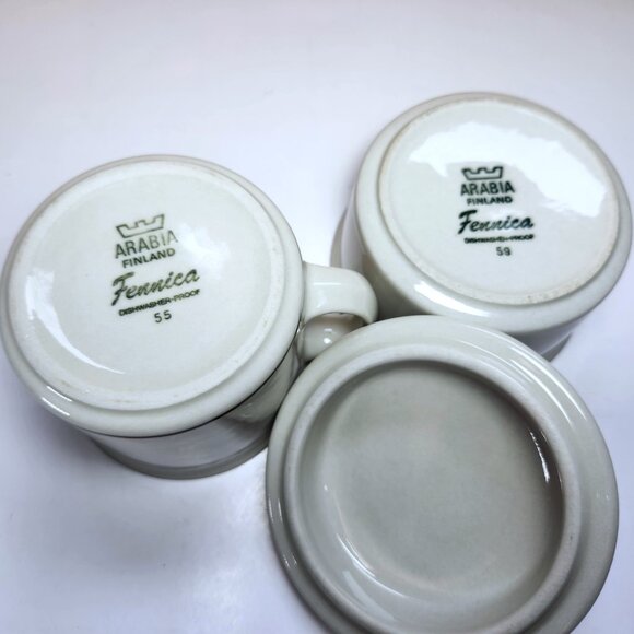 Arabia Fennica Cream and Sugar Set Stoneware Covered Sugar Bowl Mid Century - Picture 8 of 11